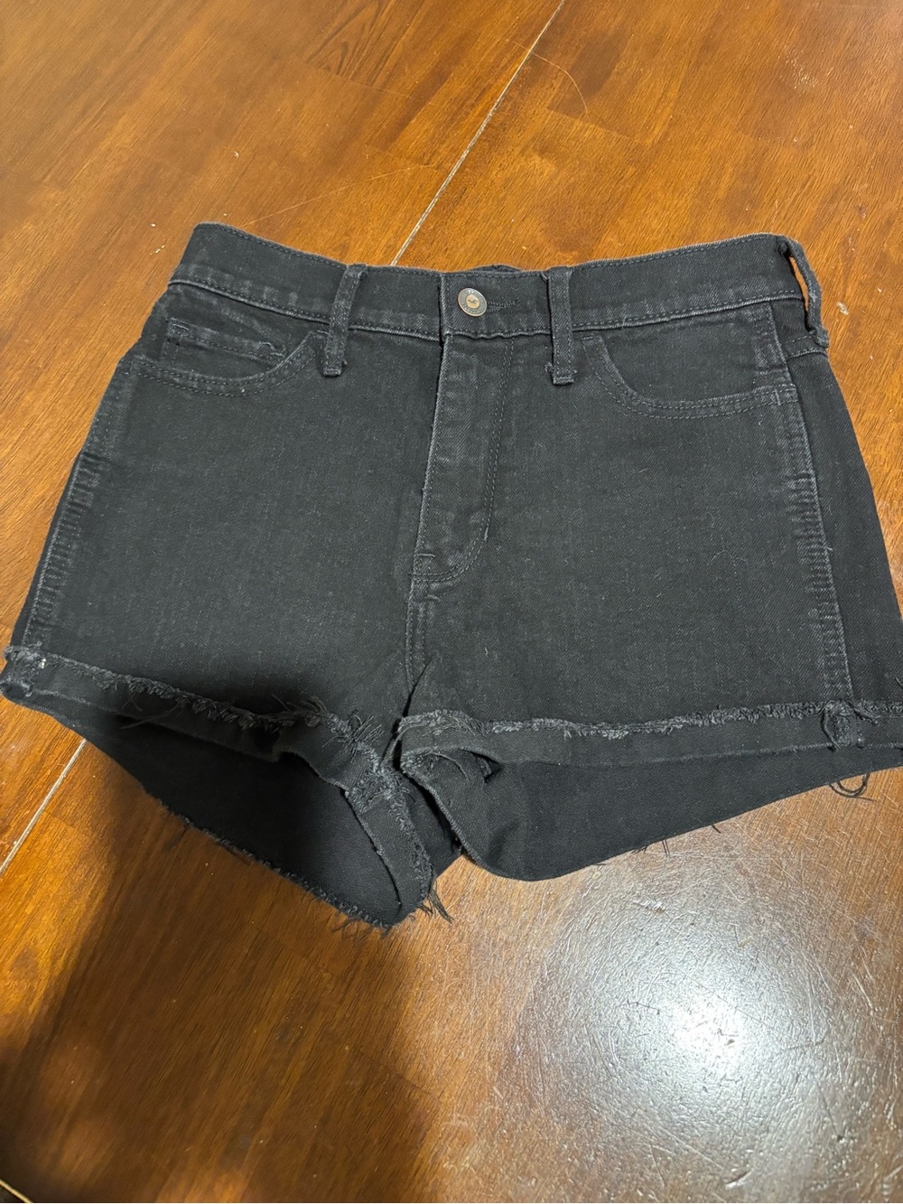 Hollister Women's Black Denim Cutoff Shorts With Frayed Hem